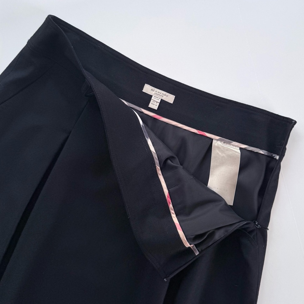 Burberry London Black Cashmere Angora Wool Blend Box Pleat Skirt Pockets 10 US - Picture 8 of 16